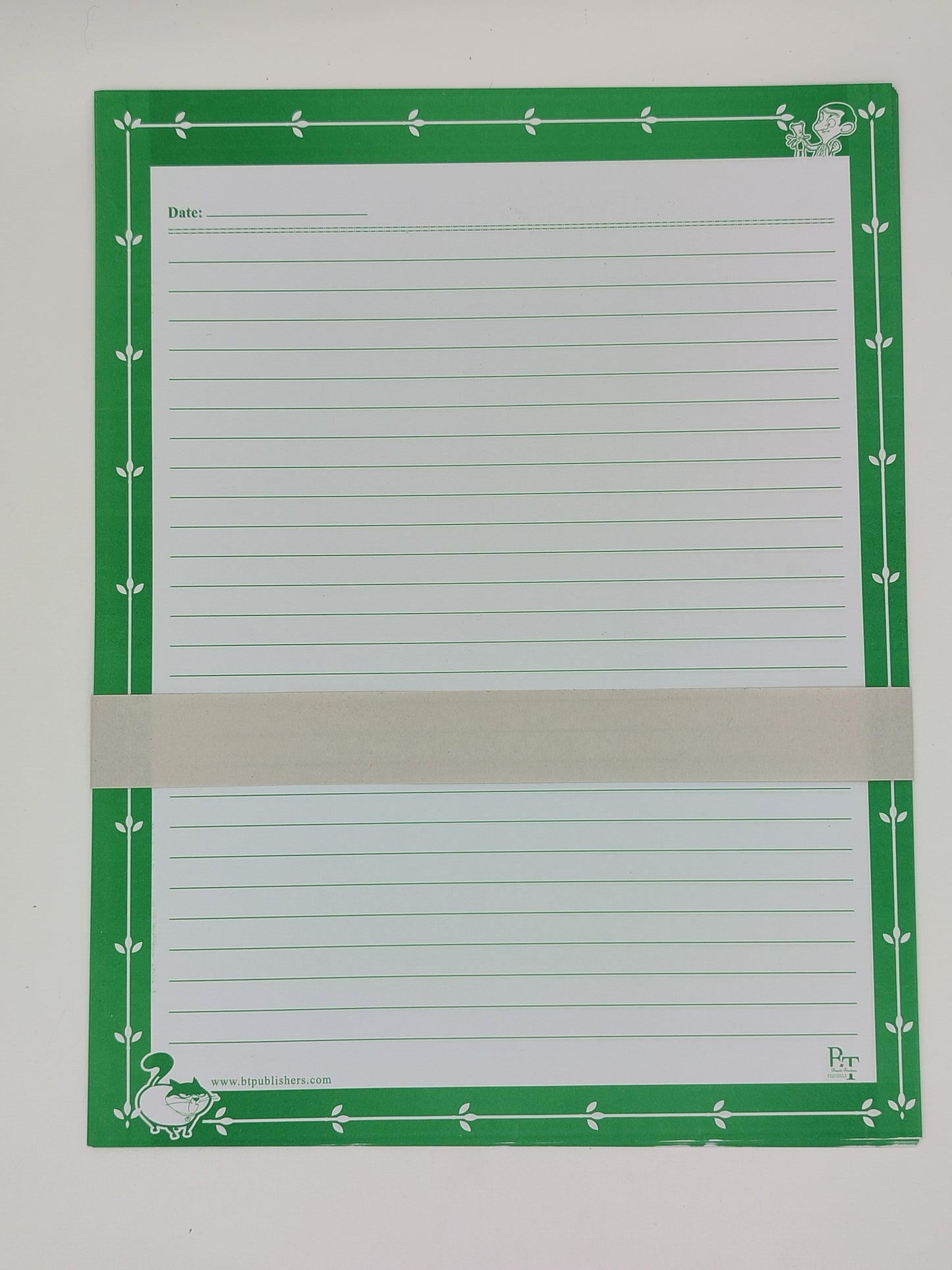 Assignment Sheets With Green Line Borders